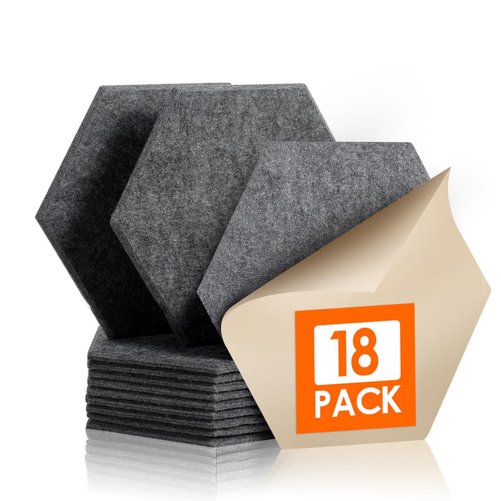 18 Stück Selbstklebend Akustik Panel,30x26x1cm Hexagon Akustik Absorber Schallschutzplatten Akustikp