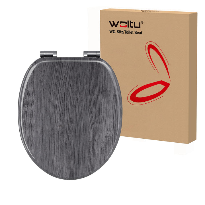 WOLTU #2 Premium WC-Sitz Toilettensitz mit Absenkautomatik, MDF Holzkern, Softclose Scharnier, Antib
