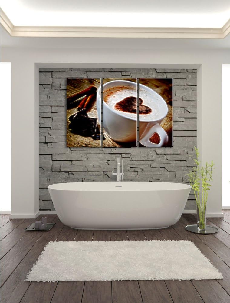 Pixxprint Kaffeetasse als Leinwandbild/Grösse: 3 Teilig (120x80 cm) cm/Wandbild/Kunstdruck/fertig be