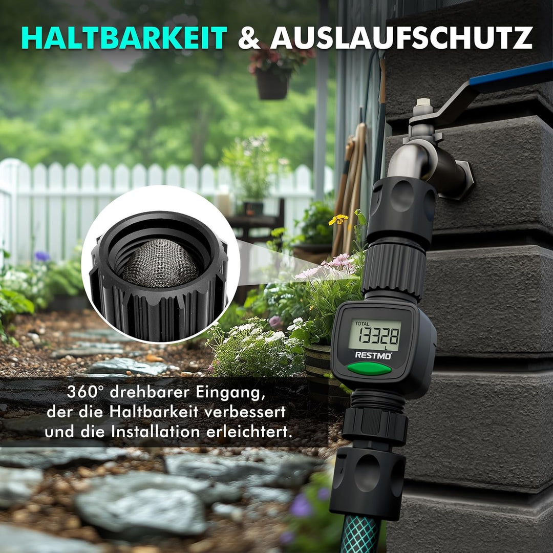 RESTMO Wasserzähler, Wasserdurchflussmesser mit hohe Messgenauigkeit, Messung des Gallonen-/Literver