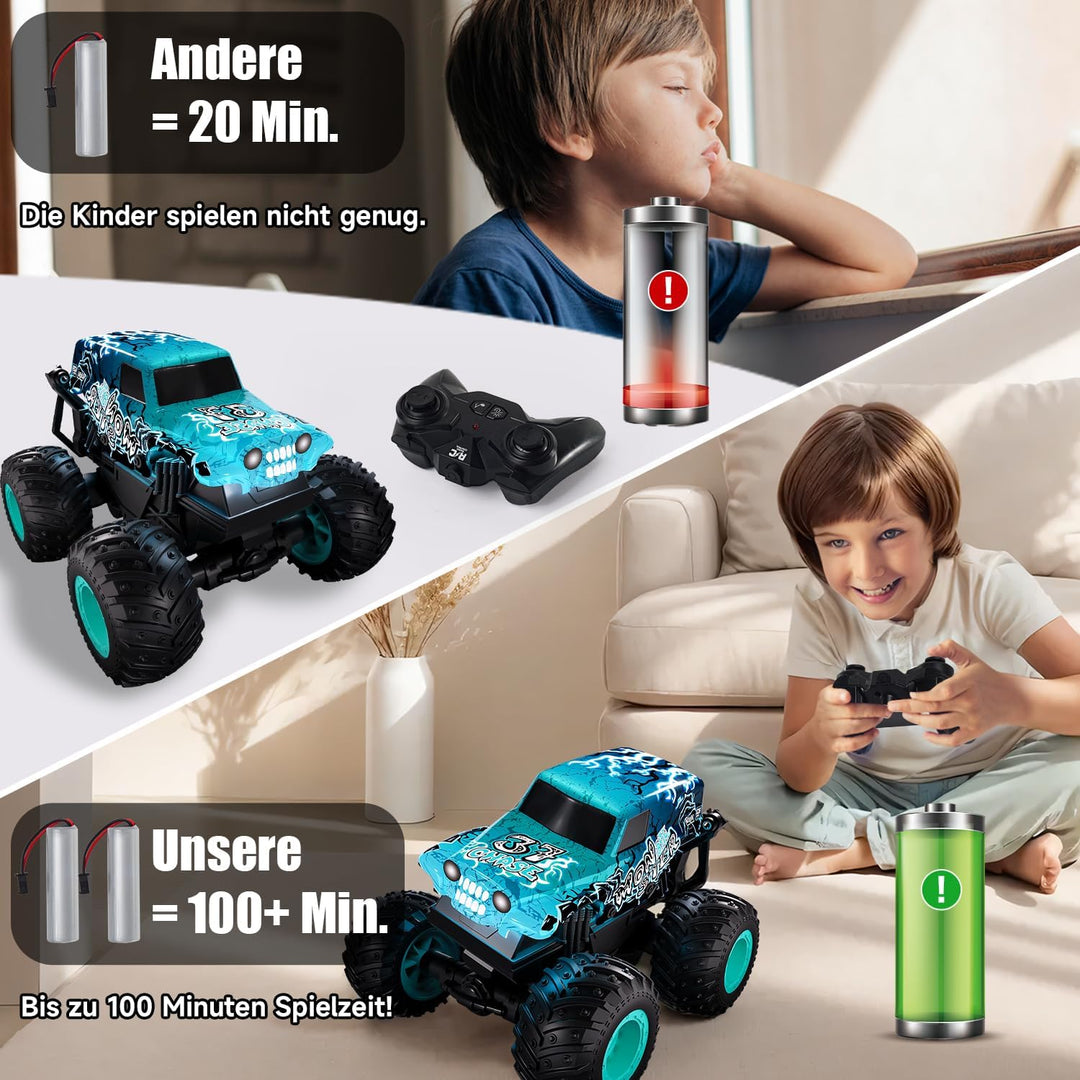 Ferngesteuerter Monstertruck, 2.4GHZ Monster Truck mit 360°Drehung und Aufrecht Gehen, 1/20 Monstert