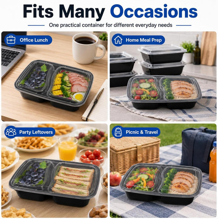 AKOLAFE 25 Stück Meal Prep Boxen 1000ml 35oz Mealprepboxen 2 Fächer Mehrweg Meal Prep Container mit