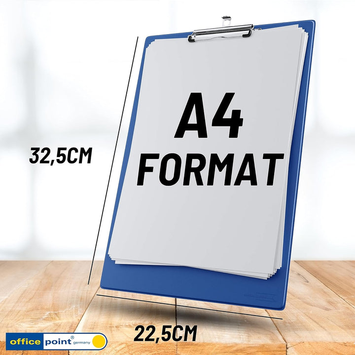 OFFICEPOINT Klemmbrett Set A4 hoch | 10 Stück | Schreibbrett Schreibplatte mit Folienüberzug | Clipb