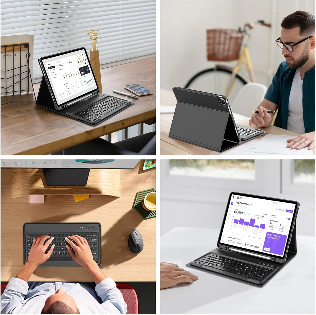 Tastatur Hülle für iPad Pro 12,9 (6/5/4/3 Gen), Deutsches QWERTZ, Magnetisch Abnehmbarer Bluetooth T