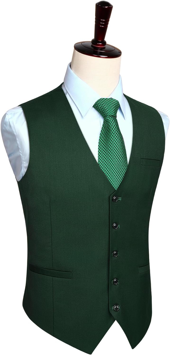 HISDERN Herren Formale Hochzeit Party Weste Baumwolle Einfarbig Weste XXL Waldgrün, XXL Waldgrün