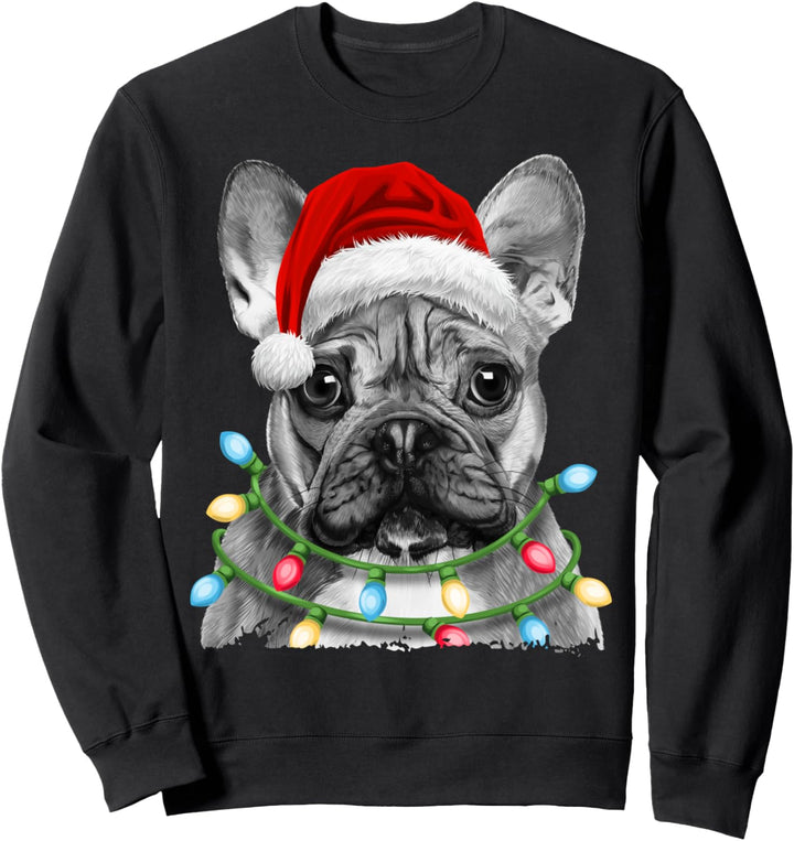 French Bulldog Santa Christmas Tree Lights Xmas Boys Dog Sweatshirt