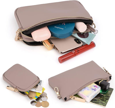 UTO Umhängetasche Damen 3 in 1 Crossbody Bag Damen Breiter Gurt mit Münzbeutel Handtasche mit Abnehm