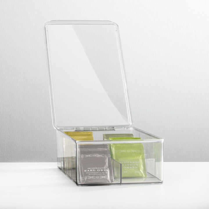 mDesign Küchen Organizer – praktische Teebox mit Deckel für Küche und Speisekammer – Aufbewahrungsbo