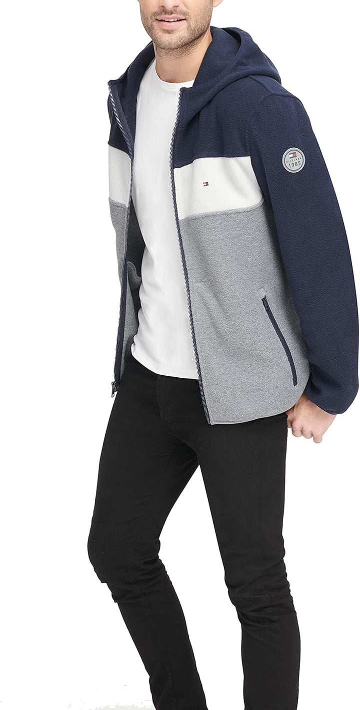 Tommy Hilfiger Herren Performance Fleecejacke mit Kapuze Fleecejacke 3XL Marineblau/Weiss/Hellgrau,