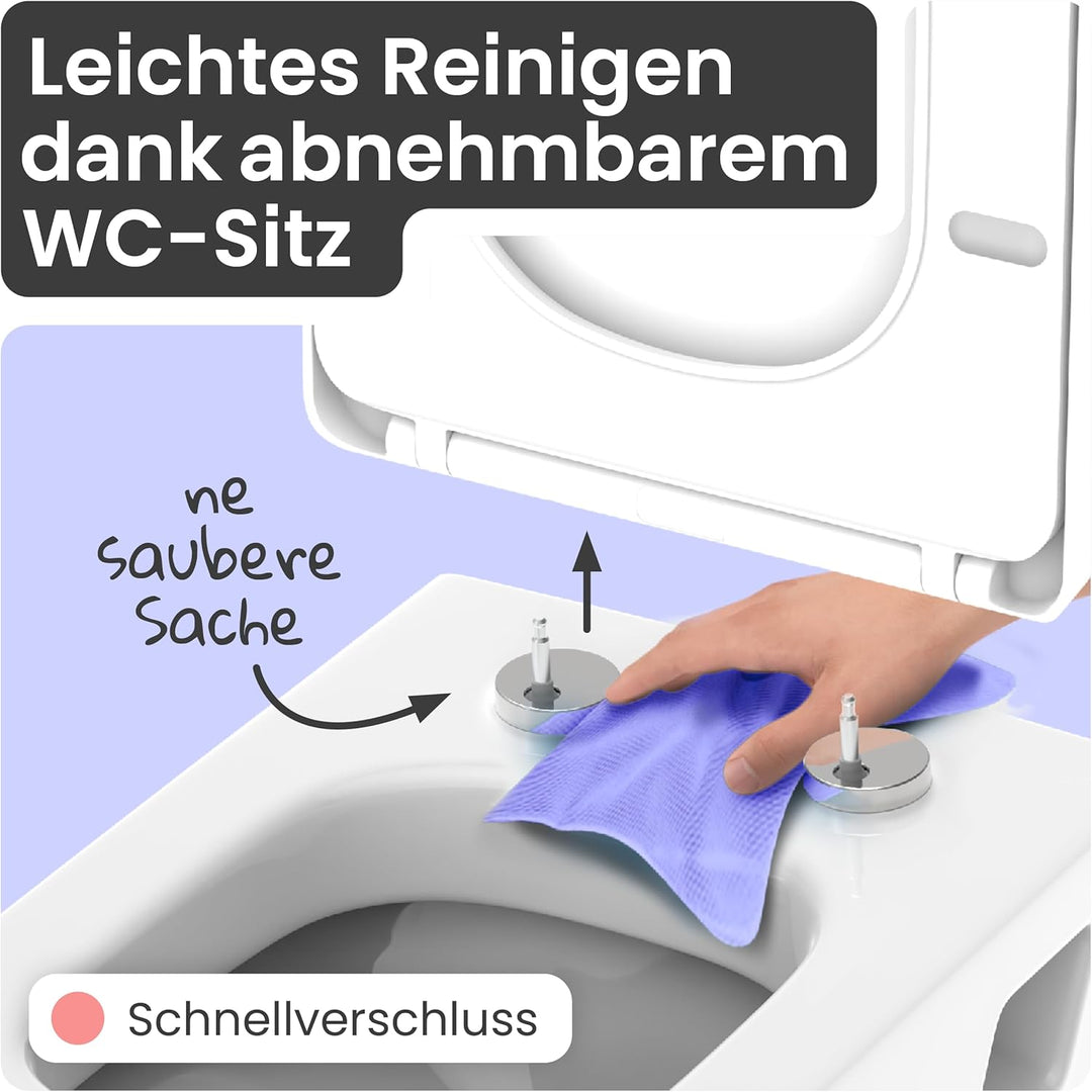 instmaier Helma | Toilettendeckel mit Absenkautomatik | Weiss | TÜV geprüft | Eckig | Toilettensitz