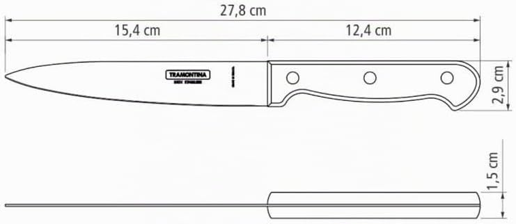 Tramontina Fleischmesser, 15 cm, Edelstahl, Holzgriff, spülmaschinenfest, 29810/268, Braun, Fleischm