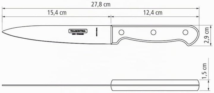 Tramontina Fleischmesser, 15 cm, Edelstahl, Holzgriff, spülmaschinenfest, 29810/268, Braun, Fleischm