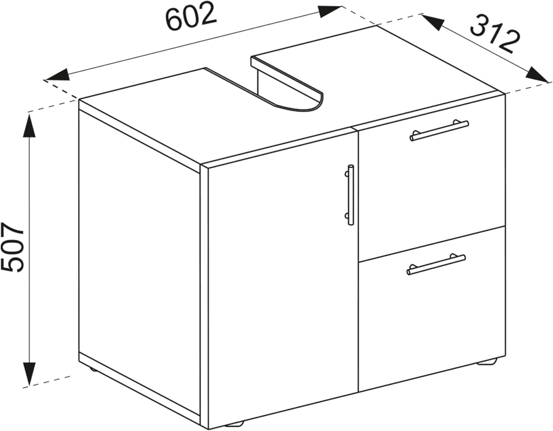VCM Badmöbel Badunterschrank Waschbeckenunterschrank Badezimmer Flandu Schublade Weiss/Beton-Optik W