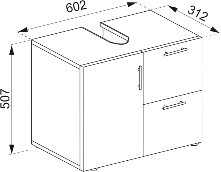 VCM Badmöbel Badunterschrank Waschbeckenunterschrank Badezimmer Flandu Schublade Weiss/Beton-Optik W