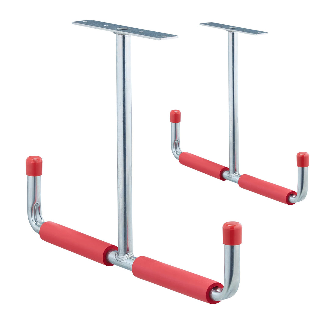 Relaxdays 12 x Deckenhaken Garage, T-Profil, bis 25 kg, für Stauraumbrücke, Stahl mit Polsterung, H