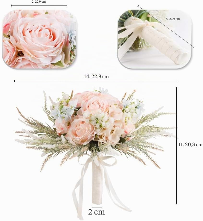LESING Brautsträusse, künstliche Rosen, handgefertigt, romantisch, für Braut, Brautjungfer, Blumenst
