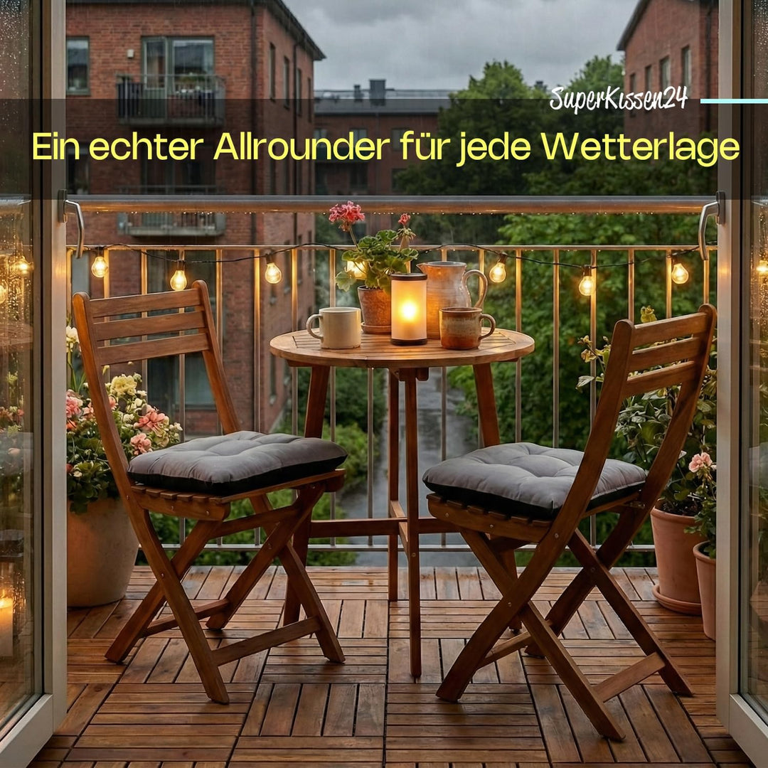 Outdoor Sitzkissen Stuhlkissen - 8er Set - 45 x 45 cm - Made in EU, Wasserdichtes &amp; UV-beständig Gar
