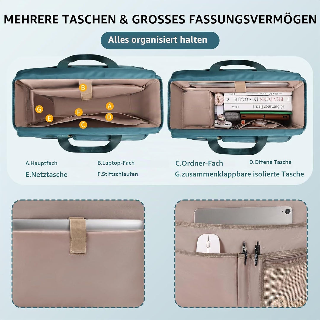 ESTARER Lehrertasche mit Erweiterter Aktenordnertasche,Arbeitstasche mit Fächern für Laptop,Tragbare