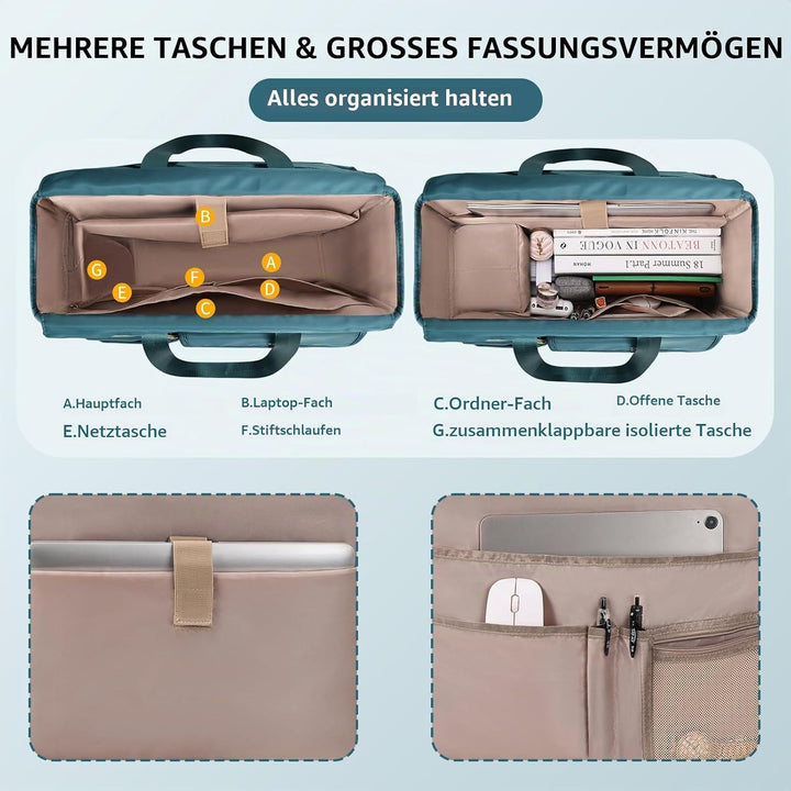 ESTARER Lehrertasche mit Erweiterter Aktenordnertasche,Arbeitstasche mit Fächern für Laptop,Tragbare