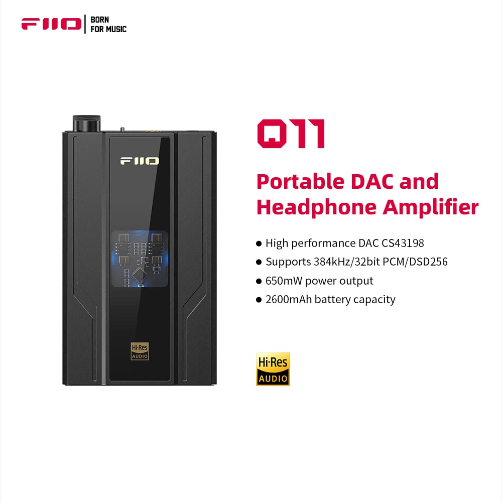 FiiO JadeAudio Q11 DAC Kopfhörerverstärker DSD256 PCM 32bit/384bit für Smartphones/PC 3,5 mm 4,4 mm