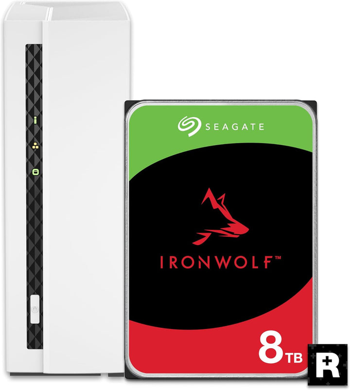 QNAP 1 Bay Home NAS mit 8 TB Speicherkapazität, vorkonfiguriertes Seagate IronWolf Drive Bundle mit