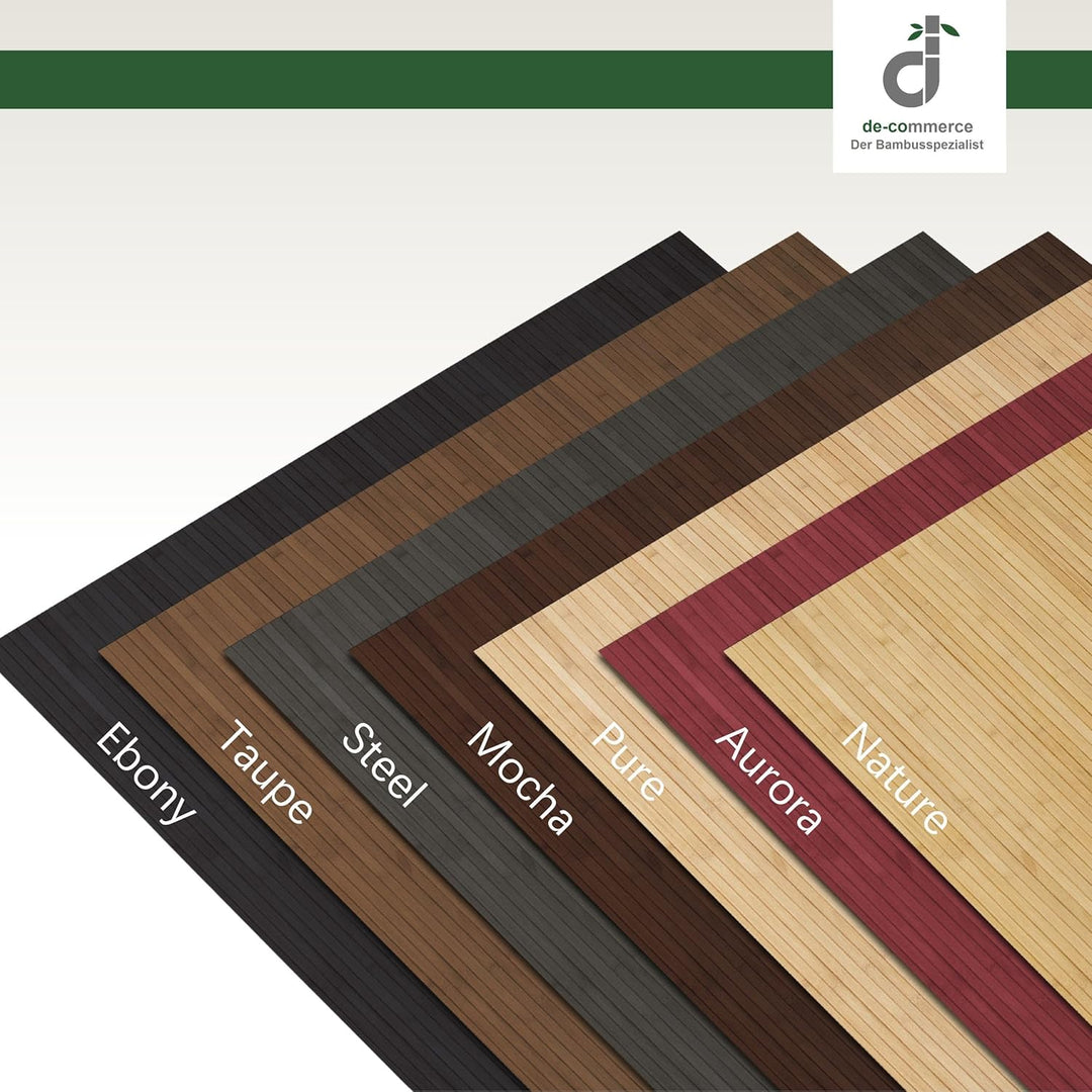 DE-COmmerce Bambusteppich MASSIVE Ebony, 50x80 cm, 17mm gehärtete Stege, Teppich ohne Bordüre, Bambu