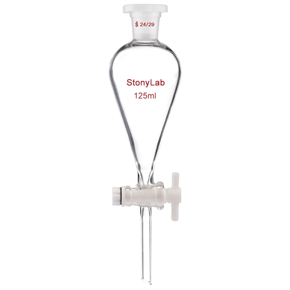 stonylab Scheidetrichter Glas, Borosilikatglas 125 ml Scheidetrichter Heavy Wall Conical Separatory