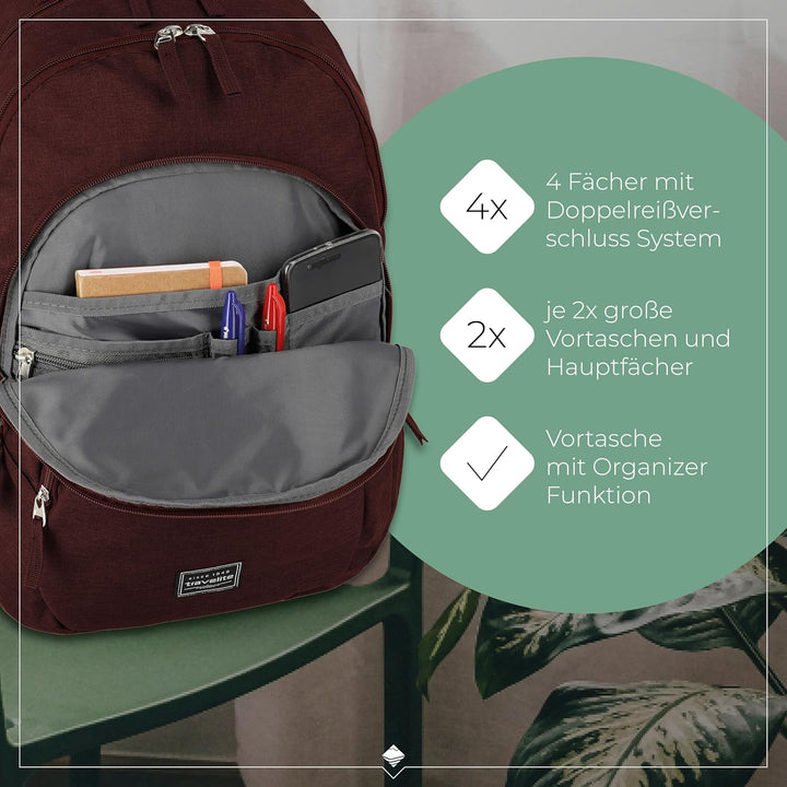 Travelite Handgepäck Rucksack, Laptop Rucksack 15,6 Zoll, BASICS, Daypack, Tagesrucksack mit vielen