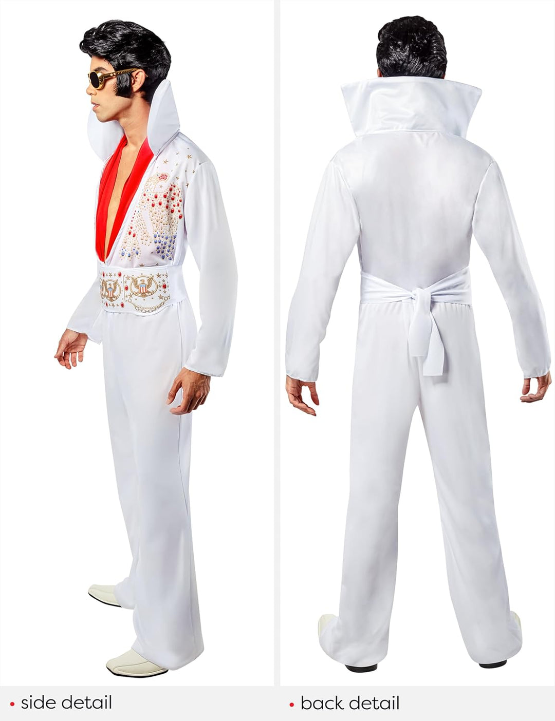 Vegaoo Schickes Elvis Presley-Kostüm für Erwachsene M Weiss/Opulenter Garten, M Weiss/Opulenter Gart