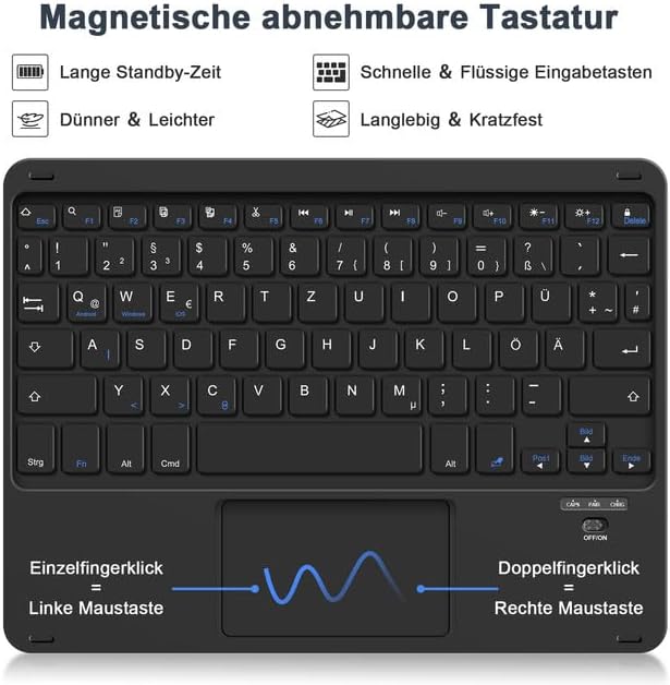 SOPPY Tastaturhülle mit Touchpad für Samsung GalaxyTab S6 Lite 10,4 Zoll 2020/2022(SM-P610/P615/P613