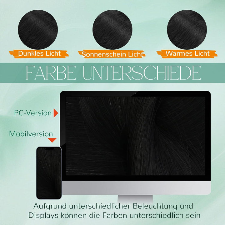 Easyouth Echthaar Extensions Microring Schwarz Echthaar Microring Extensions Pechschwarz Microring E