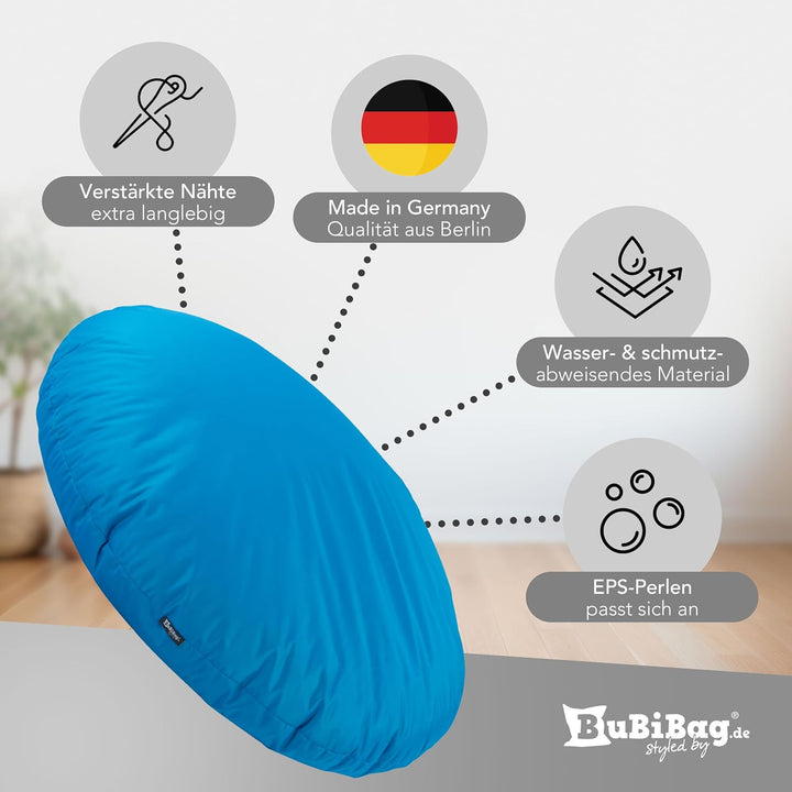 BuBiBag 2in1 Sitzsack L - XXL mit Füllung für Kinder &amp; Erwachsene, Gaming Beanbag &amp; Bodenkissen für