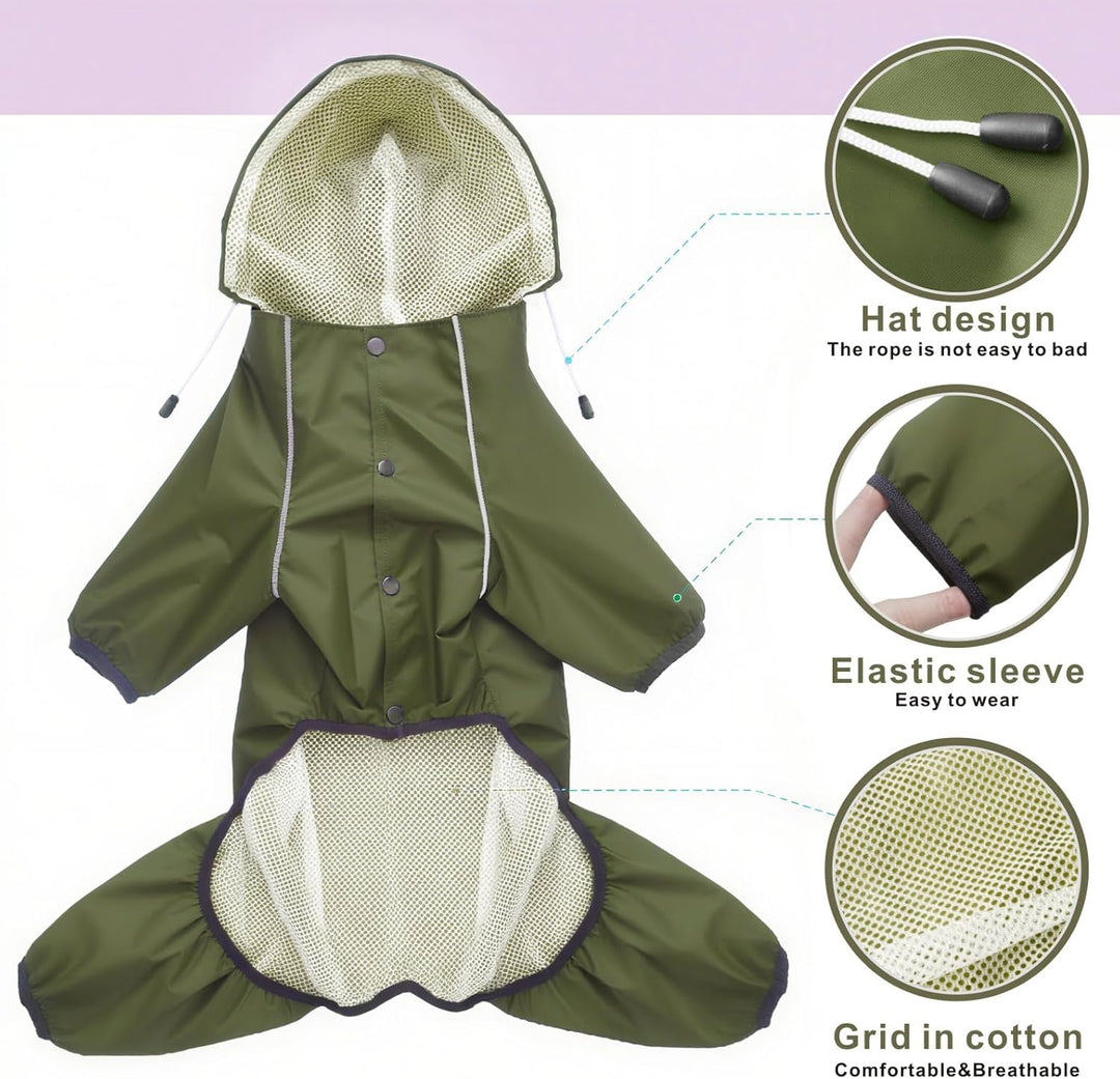 Idepet Regenmantel für Hunde Regenjacke Hund Winddicht Wasserdicht Hundamantel mit Kapuze für kleine