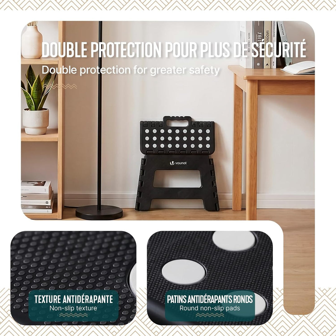 VOUNOT® Klapphocker Faltbar Rutschfester Tritthocker mit Tragegriff, Tragbarer Klapptritt Hocker für