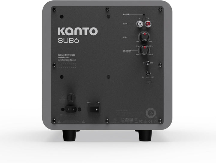 Kanto SUB6 Sealed Powered Subwoofer | 200W Peak Power | 6” Woofer | Quick & Accurate Bass | Ultra-co