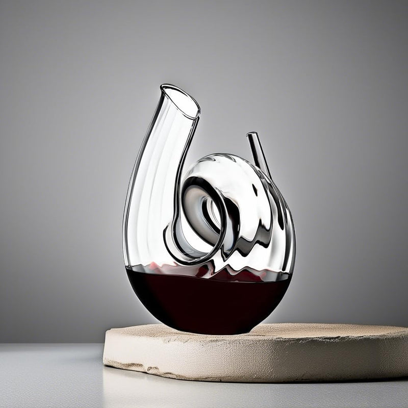 Riedel - Decanter - Dekanter - Weindekanter - Curly Fatto A Mano Black/White/Black Optic - Kristallg