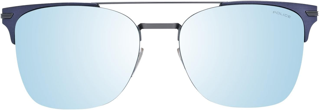 Police Unisex Highway Two 3 Sunglasses, Gunmetal Mat-Bleu Mat, 56