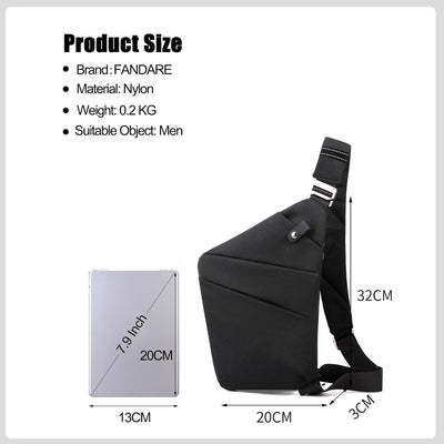 FANDARE Anti-Diebstahl Brusttasche Herren Sling Crossbody Pack Umhängetaschen Schultertasche Bauchta