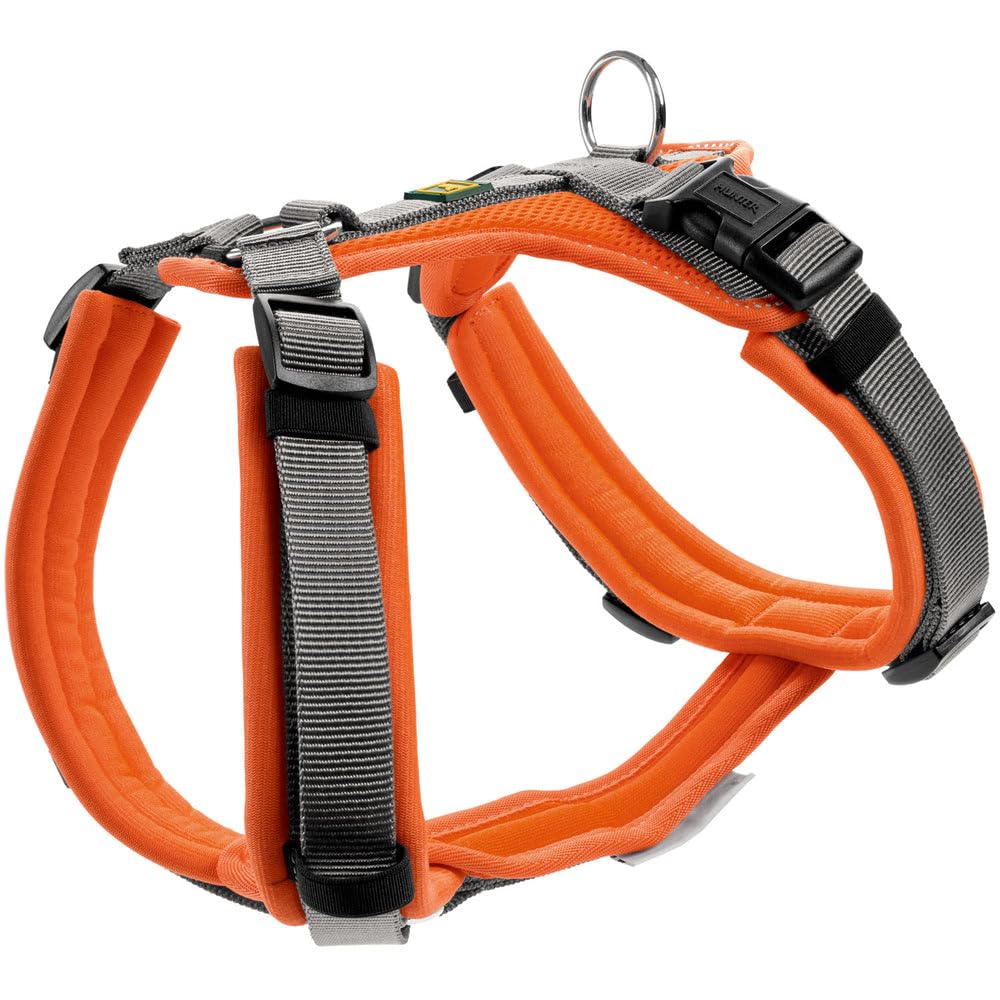 Hunter Hundegeschirr Maldon UP, Farbe: orange/grau, weich gepolstert & komfortabel, stark reflektier