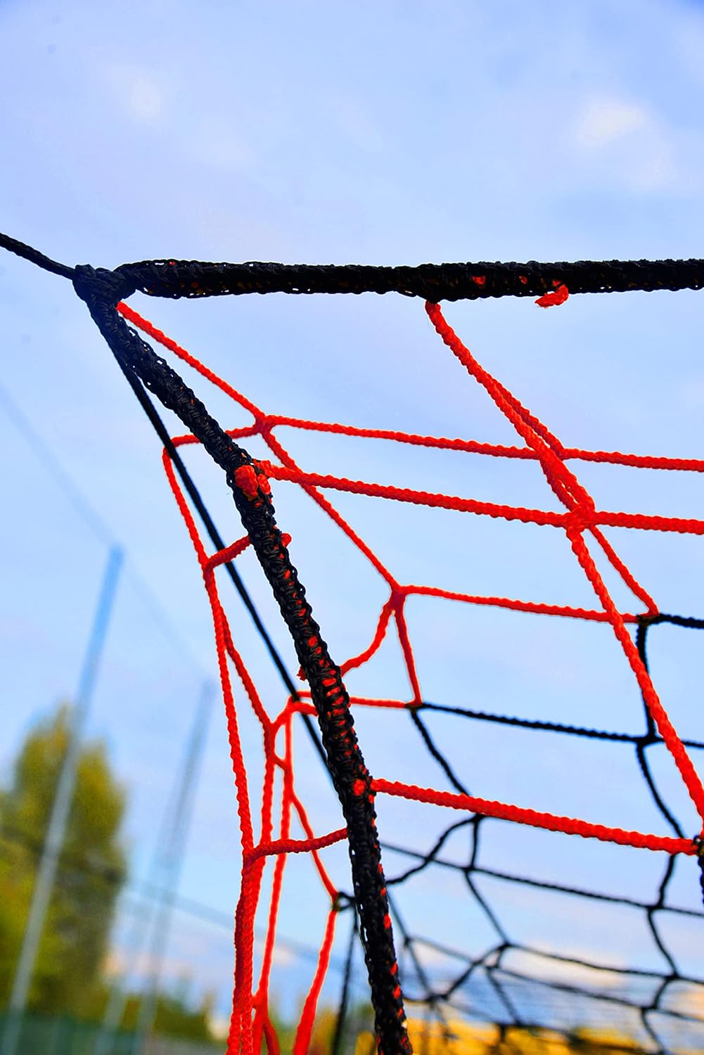 Fussball Tornetz - 7,32 x 2,44 x 2 x 2 m - 4mm - Extrem robust und langlebig - Schwarz und Rot