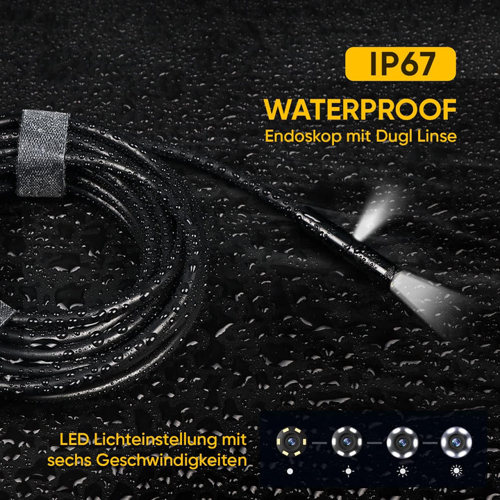 GLOSOLE Dual Kameras Endoskopkamera mit licht, 4.5 Zoll IPS Bildschirm 1080P HD Inspektionskamera In