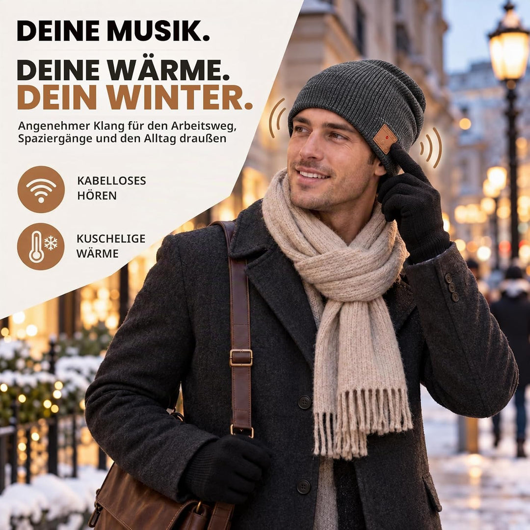 Bluetooth Beanie Mütze mit Kopfhörern Bluetooth Musik Hut Wireless Mütze Ausgestattet mit Bluetooth