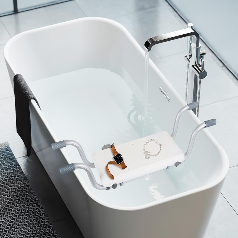 Hängender Bad Sitz, Badewannensitz, verstellbar, Badhocker, Weiss/Silber, Kunststoff, max. 136 kg Be