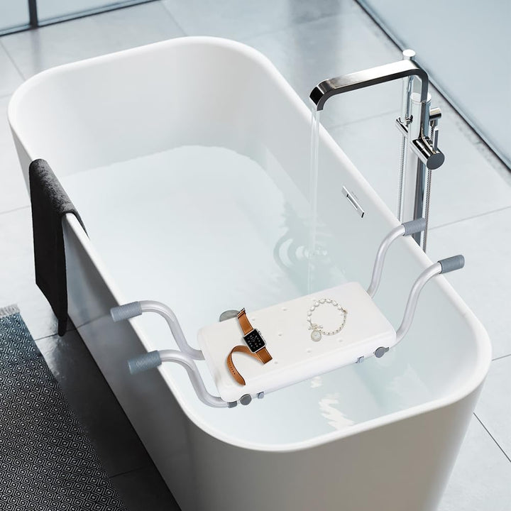 Hängender Bad Sitz, Badewannensitz, verstellbar, Badhocker, Weiss/Silber, Kunststoff, max. 136 kg Be