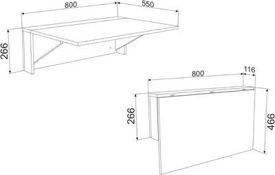 Rodnik Wandtisch klappbar, Klapptisch, Computer Tisch, Schreibtisch, Kindertisch Eiche Samoa