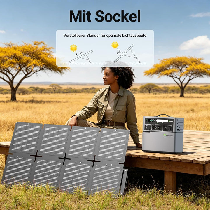60W Solarpanel Faltbar, Tragbares Outdoor Solar Ladegerät IP67 Wasserdichtes mit 3 Anschlüsse (USB-C
