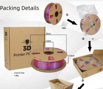 Seiden PLA Filament 3D Drucker Filament 1,75mmc Mehrfarbig Hochglanz Glänzendes Farbwechsel 1KG Roll