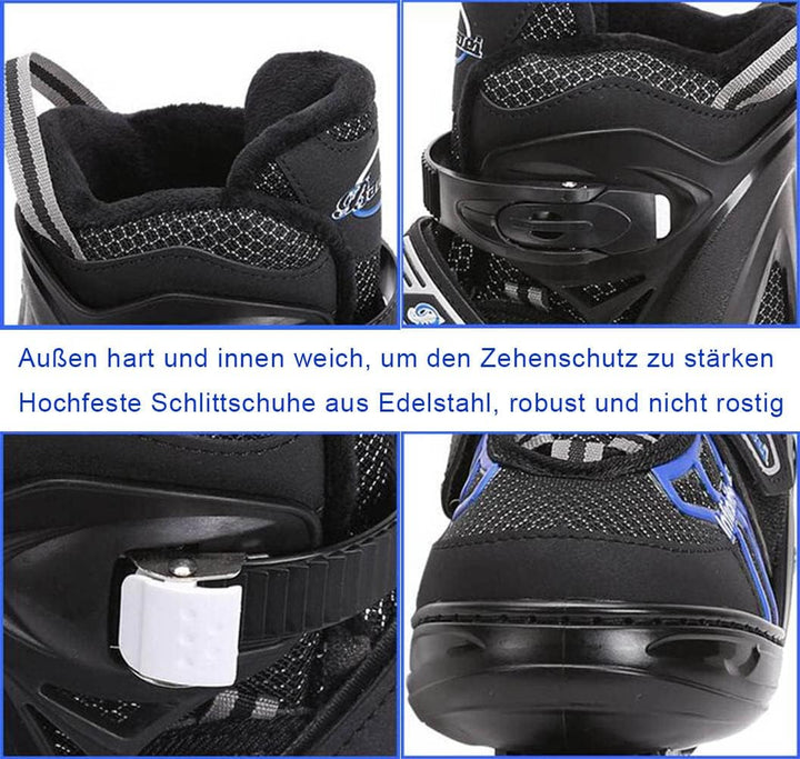 XIUWOUG Verstellbar Eishockey Schlittschuhe für Herren Damen Erwachsene Kinder, Edelstahl Ice Skates