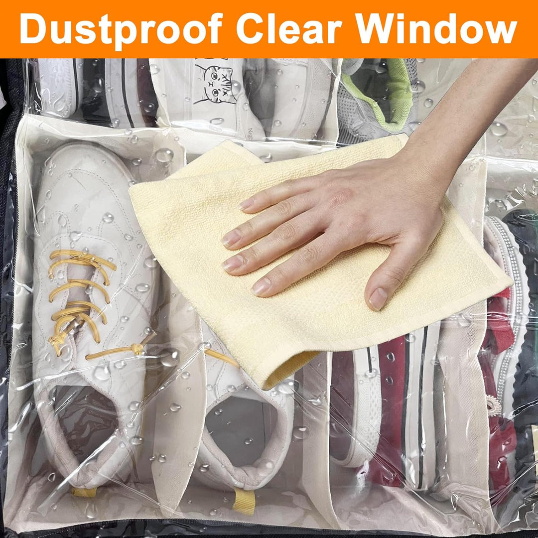 VERONLY 2 Stück Schuhaufbewahrung mit Deckel Faltbar, Schuhorganizer mit 32 Fächern Schuhschrank mit