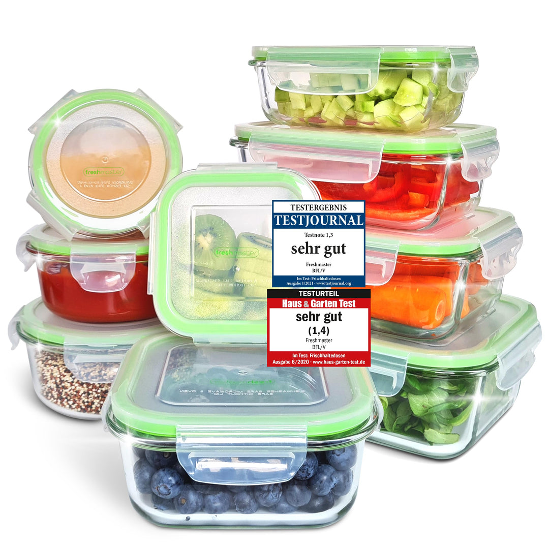 Fresh Master Frischhaltedose Glas Set - Testurteil: SEHR GUT - 100% auslaufsichere + luftdichte Vorr